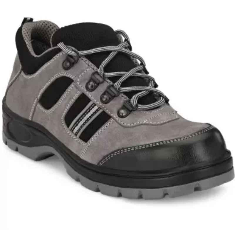 Ozarro Suede Leather Steel Toe Grey Safety Shoes, S4404GREY, Size: 7