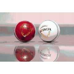 KHX Enterprises White , Red Bouncer Cricket Ball Cricket Leather Ball (Standard) (Pack of 2) Red, White)