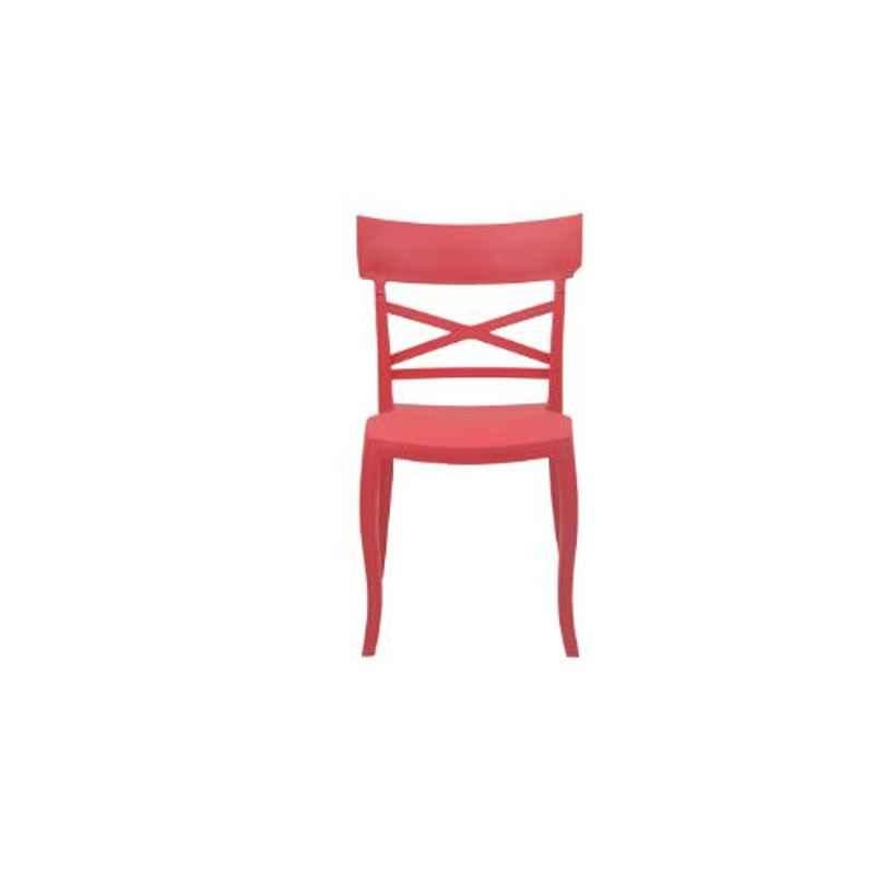 Supreme Cruz Wooden Looks Plastic Red Chair without Arm (Pack of 2)