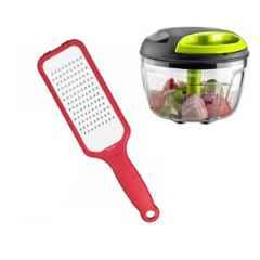 Kohe 600ml Plastic Red & Green Manual Food Chopper with 269mm Fine Edge Grater, GR21C & CR-600
