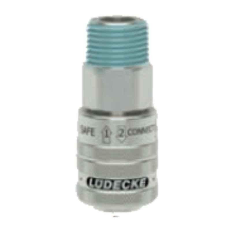 Ludecke ESAIS14A R 1/4 Single Shut-off Tapered Male Thread Safety Self-Venting Coupling
