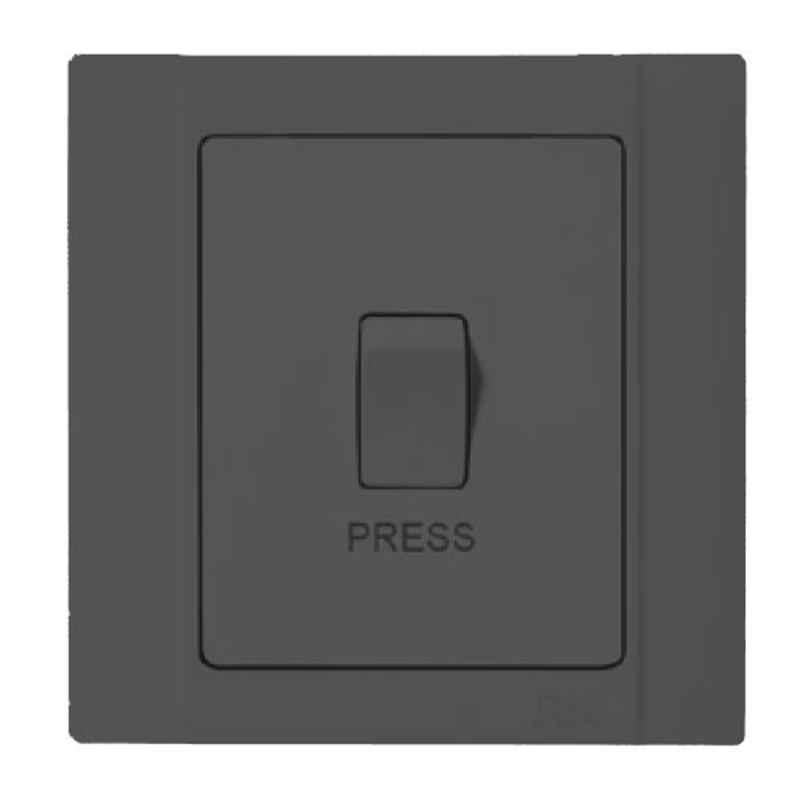 RR Vivan Nano 10A Black 1-Gang Bell Switch with Press Symbol, VN6604-BK