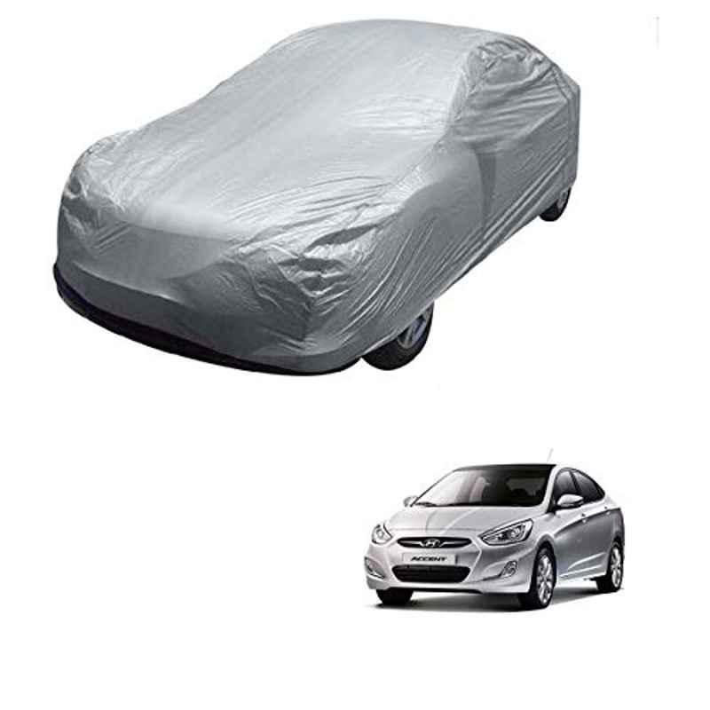 Kozdiko Silver Matty Car Body Cover with Buckle Belt for Hyundai Accent
