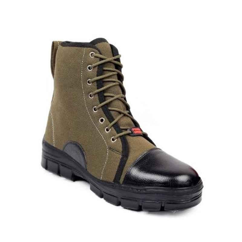 Woakers Synthetic Leather Steel Toe Airmix Sole Khaki Work Safety Boots, Size: 8