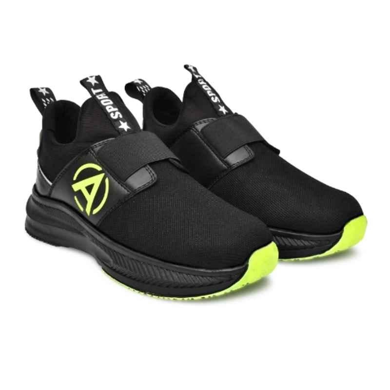 Ambrick 51GR Mesh Black & Green Steel Toe Industrial Safety Shoes with Air Mix Sole for Men, Size: 7