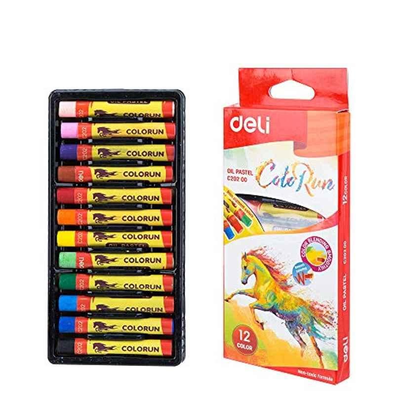 Deli 12 Pcs Crayon Oil Pastel Art Painting Colour Set