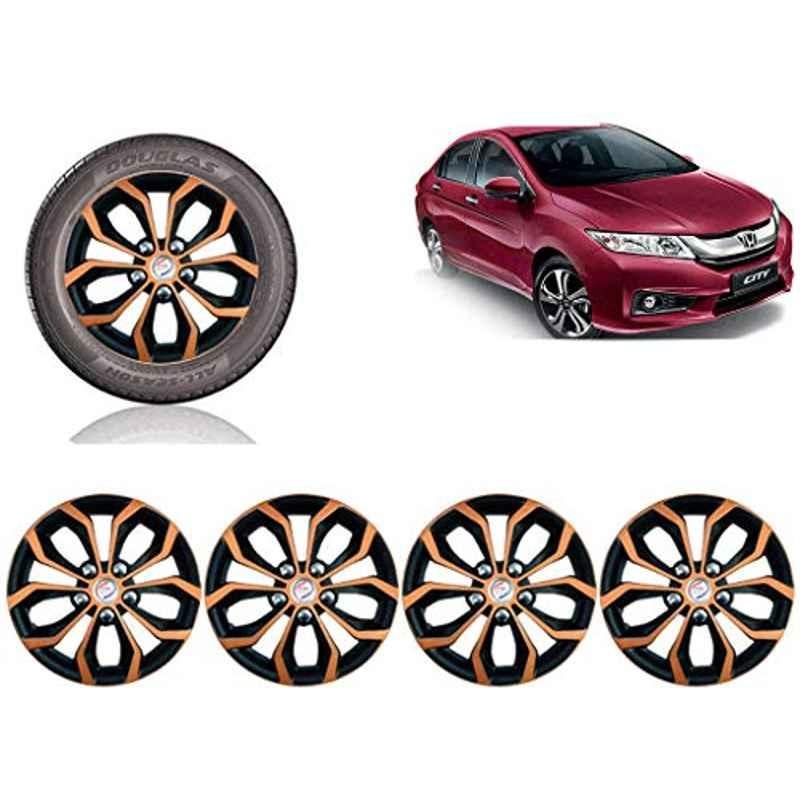 Auto Pearl 4 Pcs 15 inch ABS Copper & Black Car Wheel Cover Set for Honda City Idtec