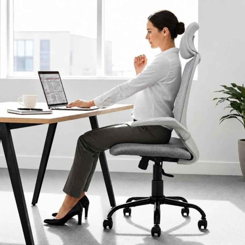 Cellbell Swift Mesh High Back Grey Ergonomic Chair, CBFCLUX0274