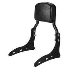 AOW Harley Style Backrest Support Pillion Balck Cushion Back Rest Full Black Bar for Royal Enfield Models RE-08