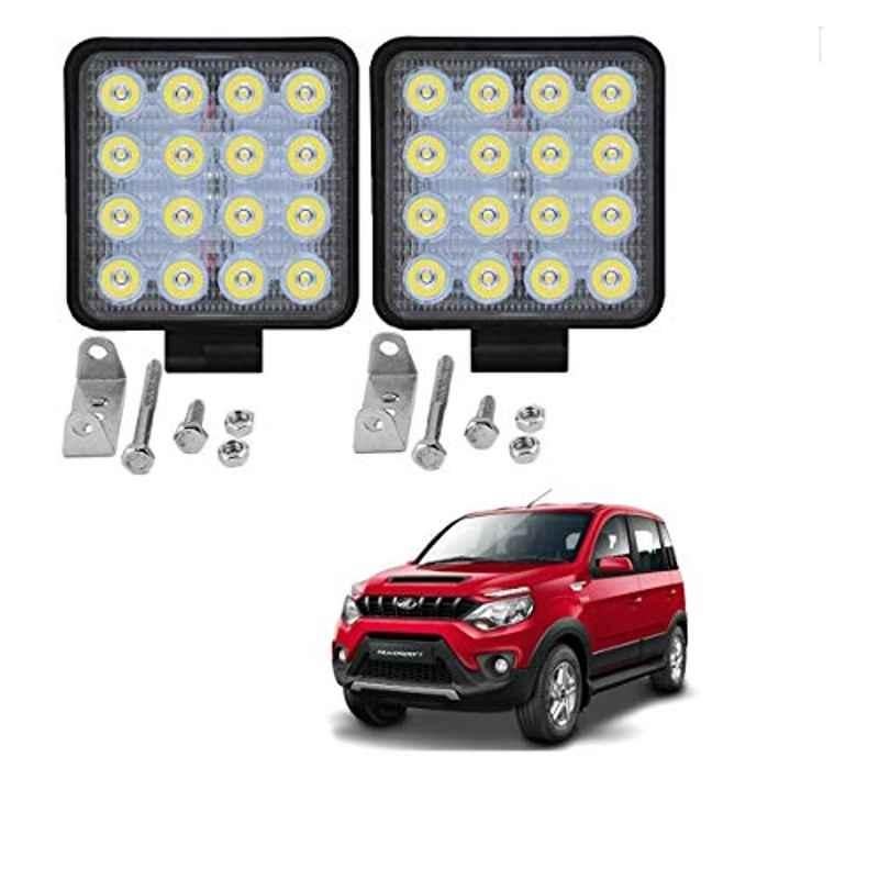 Kozdiko 2 Pcs 48W 16 LED White Bright Beam Square Fog Light Set for Mahindra NuvoSport, koz_92748