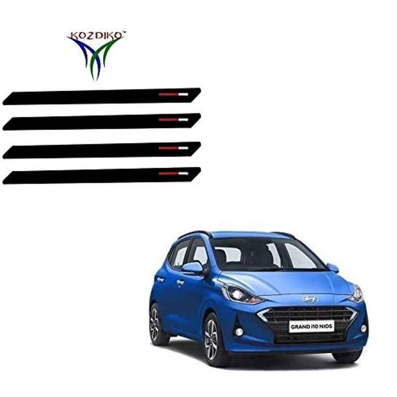 Kozdiko 4 Pcs Black & Red Bumper Protector Set for Hyundai Grand i10 Nios
