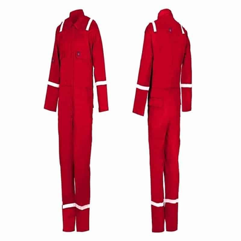 Rigman Tecasafe Plus Red 215 GSM Inherent Flame Resistant Coverall, Size: Large