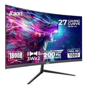 Foxin Phantom 27 inch 1920x1080p FHD Black 1800R Curved LED Gaming Monitor with RGB Backlight & Built-in Speakers