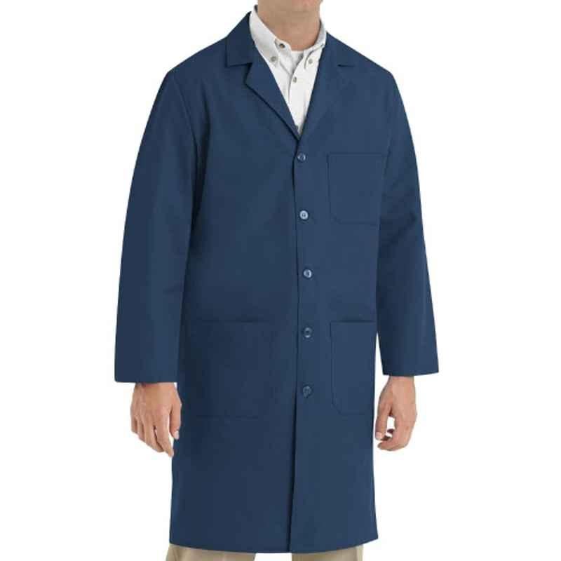 Superb Uniforms Polyester & Cotton Navy Blue Full Sleeves Long Lab Coat for Men, SUW/N/LC012, Size: XL