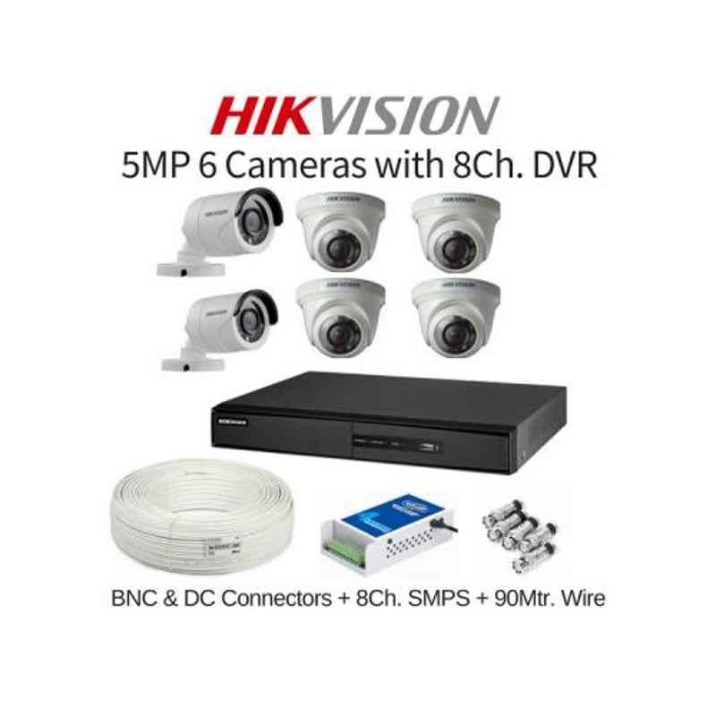 Hikvision 6 Cameras 5MP with 8 Channel DVR Combo Kit