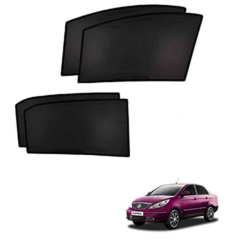 Kozdiko 4 Pcs Custom Fit Non Magnetic Curtains Mesh Car Sun Shade Set for Tata Manza