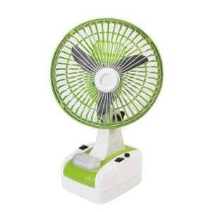 Globex 24W 8 inch Green Rechargeable Table Fan With LED Lamp, Sweep: 400 mm