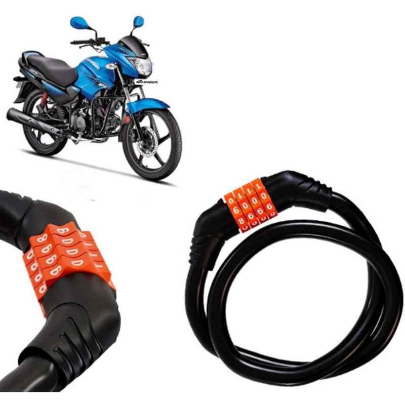 Auto Pearl Black & Orange 4 Digit Anti-Theft Combination Number Lock for Glamour Programmed FI