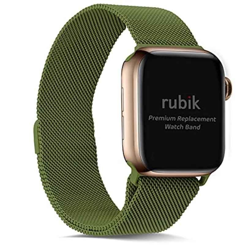 Rubik Metal Green Magnetic Mesh Strap for Apple Watch