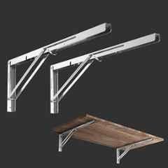 Plantex Heavy Duty 24 inch Foldable Shelf Bracket/Stainless Steel Multipurpose Bracket/L Bracket/Space Saving Wall Bracket/Folding Table Bracket for Home & Office (Pack of 2), Chrome