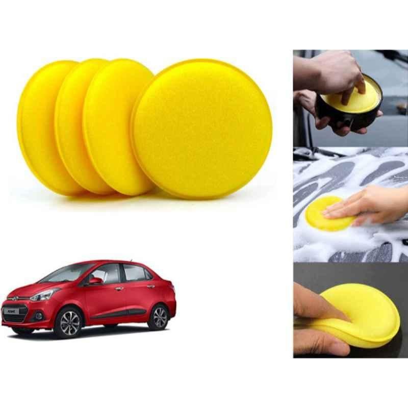 Auto Pearl Polyurethane Beige Washing & Waxing Polish Foam Sponge for Xcent (Pack of 4)
