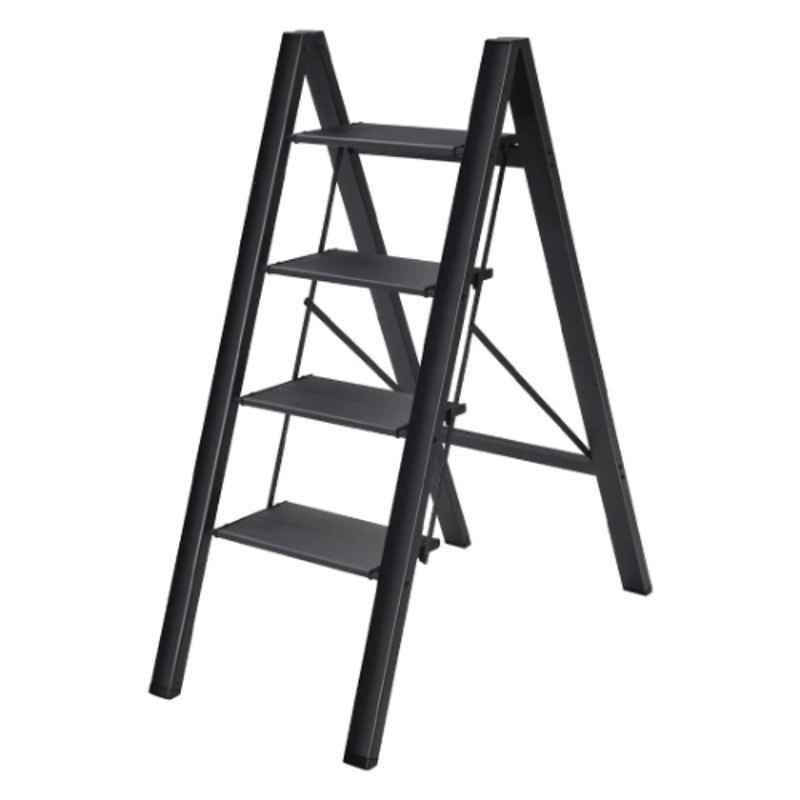 Corvids 150kg 4 Steps Aluminum Black Foldable Ladder with Wide Anti-Slip Pedal, CASL-04B