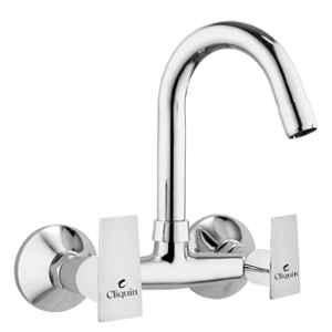 Cliquin Siya Brass Wall Mounted Hot & Cold Sink Mixer Tap with Swivel Spout