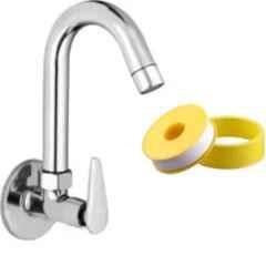Senkiddpro Stainless Steel Chrome Finish Wall Mounted 360 Degree Moving Sink Tap with Teflon Tape