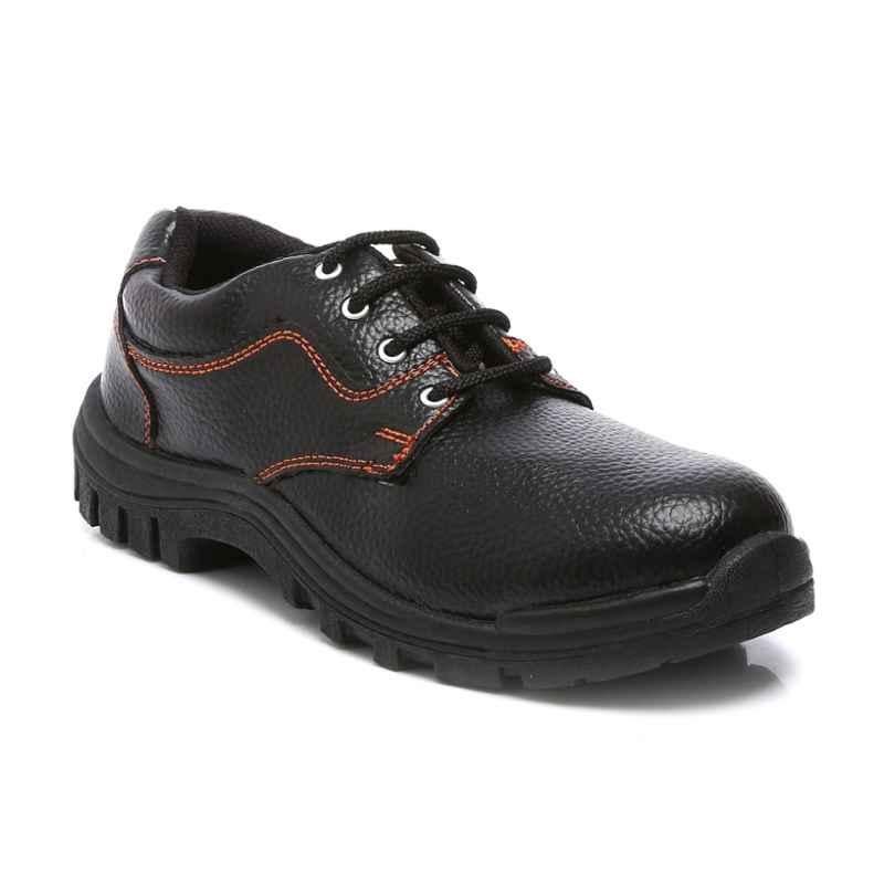 Agarson Future Steel Toe Black with Orange Lining Safety Shoes, Size: 8