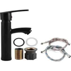 Fastgear Stainless Steel & Brass Black Matt Finish Deck Mount Single Lever Center Hole Wash Basin Mixer