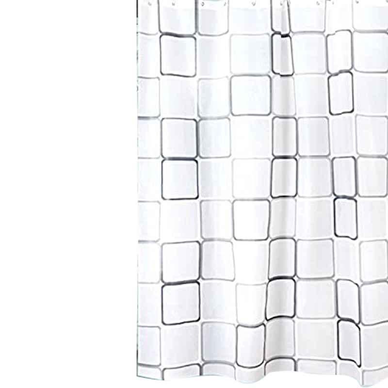 Rubik 180x200cm Polyester White Waterproof Shower Curtain, 8907758012601