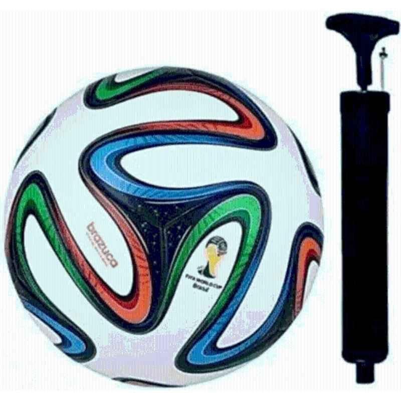 AAK Brazuca Multicolour Standard Football with Pump (Pack of 2), Size: 5