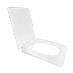 Happy Homes 48.3x34.8cm Plastic White Square Commode Seat Cover with Soft Close Mechanism