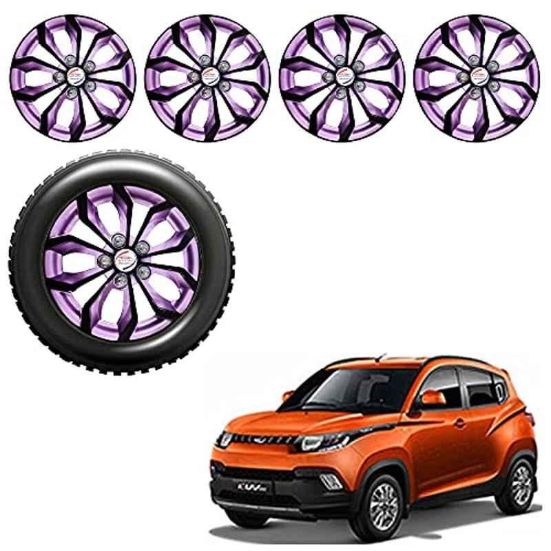 Auto Pearl 4 Pcs 14 inch ABS Black & Violet Car Wheel Cover Set for Mahindra KUV 100