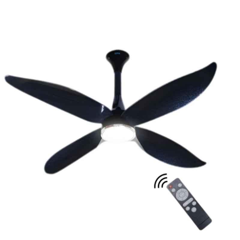 Xuga Avior F8D 34W 350rpm Copper Motor Glossy Black 4 Blade BLDC Ceiling Fan with LED Light, Remote Control & 5 Years Warranty, Sweep: 1200 mm