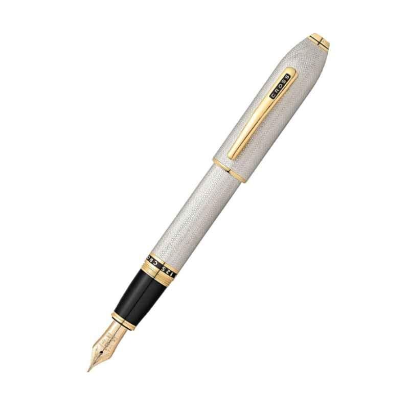 Cross Peerless 125 Black Ink Platinum & 23KT Gold Plated Fountain Pen with 2 Pcs Black Pen Cartridges & Converter Set, AT0706-2MD