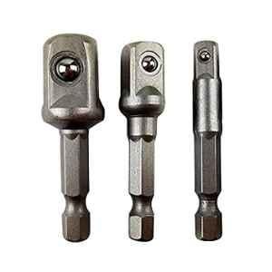 H9 3 Pcs 1/4 inch Chrome Vanadium Steel Metallic Finish Quick Change Hex Nut Driver Wrench Socket Set