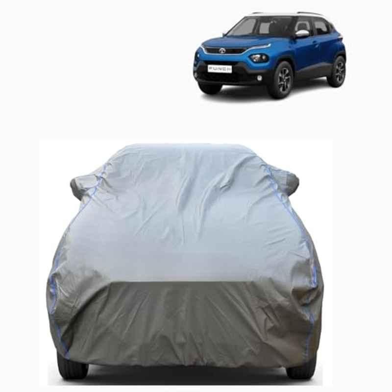 Aarex Auto Polyester Grey 100% Waterproof Car Body Cover with Mirror Pocket, Triple Stitched & Dustproof for Tata Punch 2010-2025 All Models