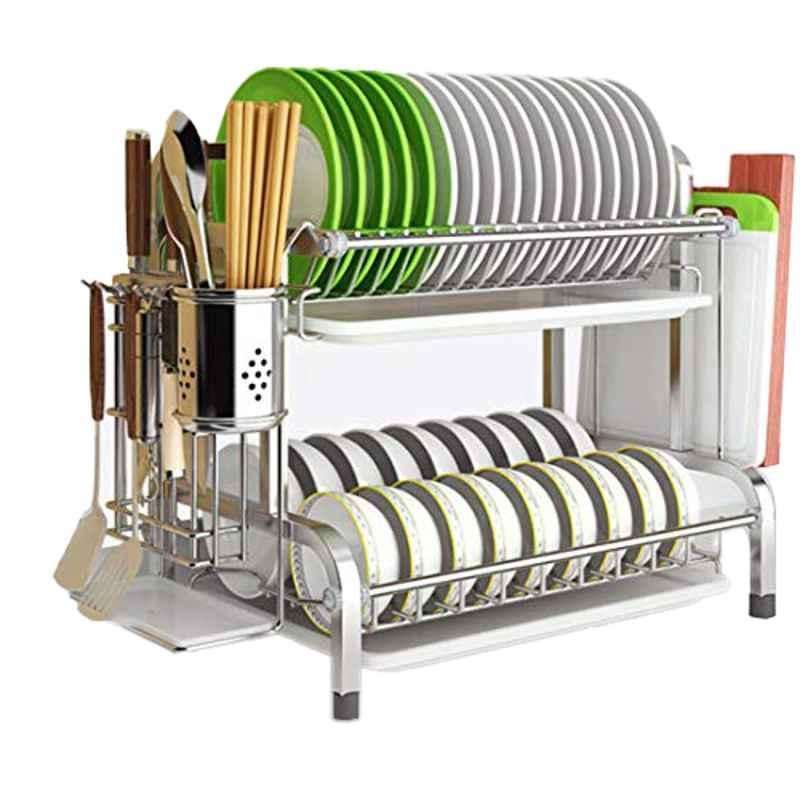 Rubik Stainless Steel Silver Kitchen Dish Drying Stand, RB-DD2L3L-1220