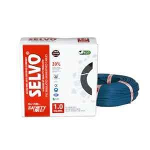 Selvo 1 Sqmm Blue PVC Insulated Multistrand Flame Retardant Copper Cable, SELCAB1B, Length: 90 m