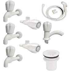 Senkiddpro 8 Pcs PVC & ABS White Wall Mounted Bathroom Fitting Set
