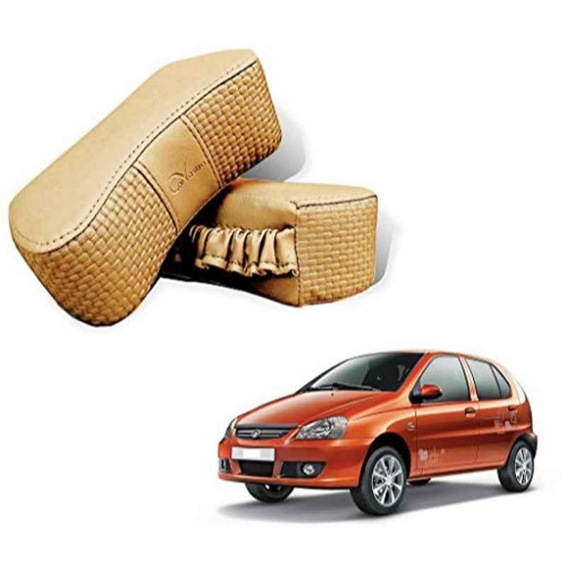 Kozdiko 2 Pcs Memory Foam Beige Neck Rest Cushion Pillow Set for Tata Indica, Koz-5133