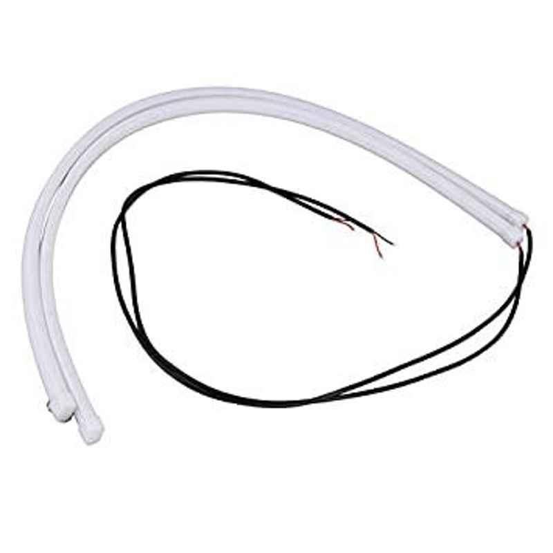 AOW Flexible 30cm Bike Headlight Neon LED DRL Tube (White) for Bajaj Avenger Street 200 (Pack of 2)