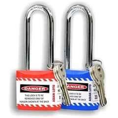 Asian Loto 2 Pcs 65mm Red & Blue Long Shackle Jacket Padlocks Set for Safety, ALC-LPL-RB