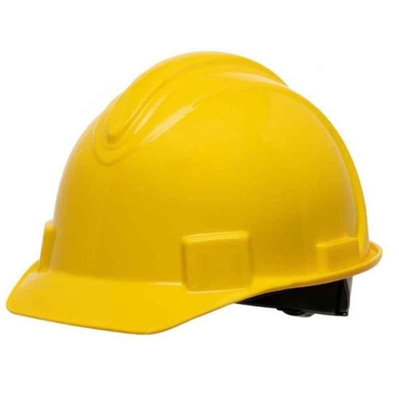 Honeywell North 52-63cm HDPE Yellow Non-Vented Short Brim Hard Hat with 4-Point Ratchet Suspension, NSB10002E
