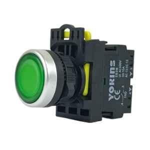 Yokins 22mm 220V 1NO Green Illuminated Push Button with Spring Return, EB2M-A-10D-G