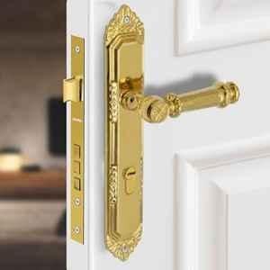 Plantex Heavy-Duty Door Lock Set Main Door Lock Handle Set/ 6-Lever Lock Mechanism with 3 Years of Warranty/Mortise Lock with 3 Keys, Brass Lock Body & Cylinder596 Gold