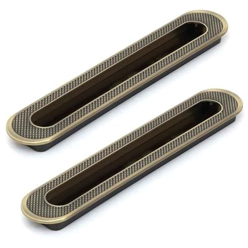 Plantex 224mm Zinc Antique Brass Concealed Handle for Sliding Door, Wardrobe & Kitchen Cabinet (Pack of 2)- APS-DTC-3770-BA-224MM-CONCELD-HANDL-PK2