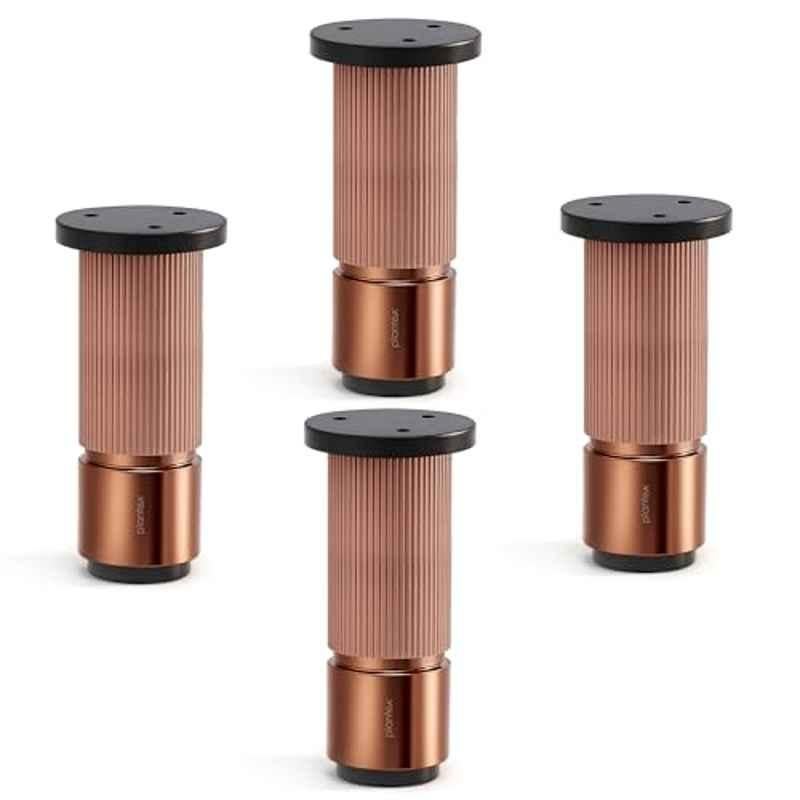 Plantex 4 inch Aluminium Rose Gold Sofa Legs with Rubber Grip, DTS-77 (Pack of 4)