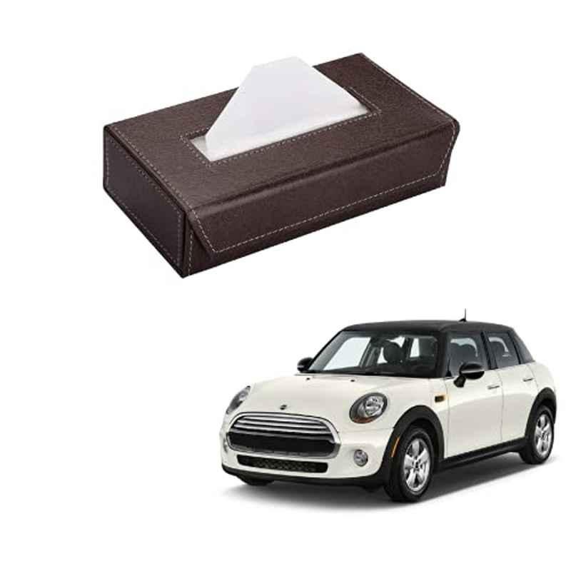 Kozdiko 100 Pulls PU Leather Brown Car Tissue Paper Box with 200 Sheets for Mini Cooper